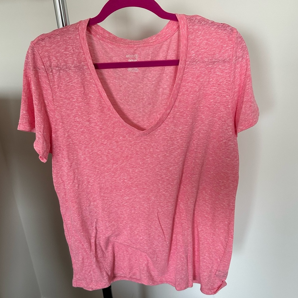 NWOT Aerie Coral Best T VNeck Shirt